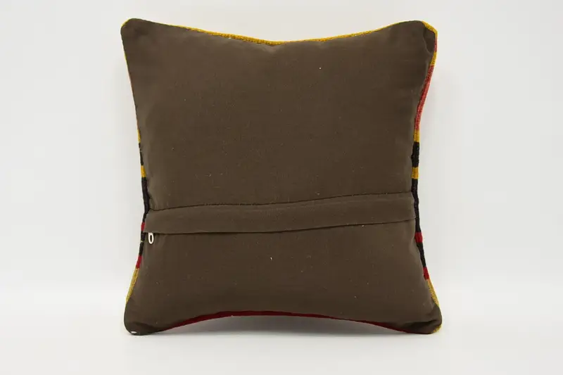 Ikat Pillow Cover, Neutral Pillow, 12x12 Brown Pillow, Handmade Kilim Cushion, Vintage Pillow, Cushion, Throw Kilim Pillow, Ottoman Pillow Sham - 6