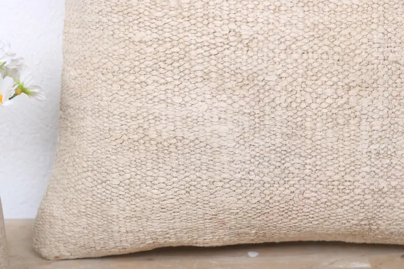 Pillow Cover, Vintage Kilim Pillow, Outdoor Patio Cushion Case, 16x16 Beige Pillow Sham, Kilim Cushion Sham, Handmade Kilim Cushion - 3