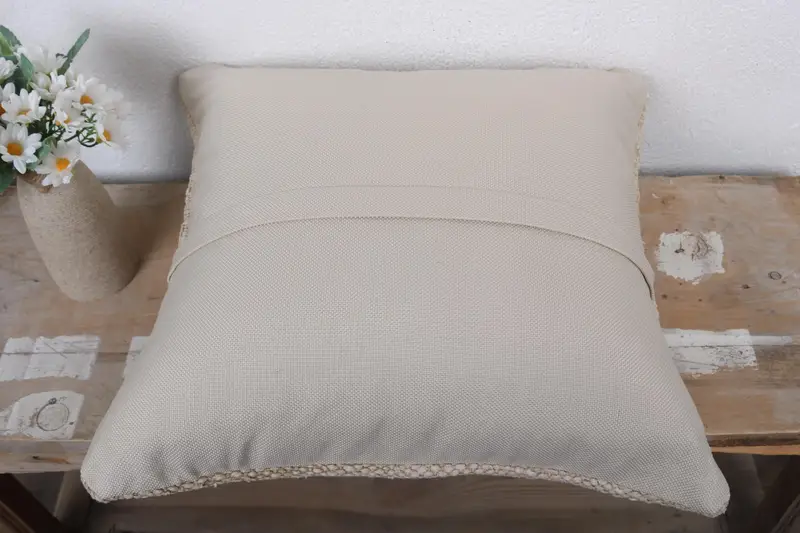 Pillow Cover, Vintage Kilim Pillow, Outdoor Patio Cushion Case, 16x16 Beige Pillow Sham, Kilim Cushion Sham, Handmade Kilim Cushion - 7