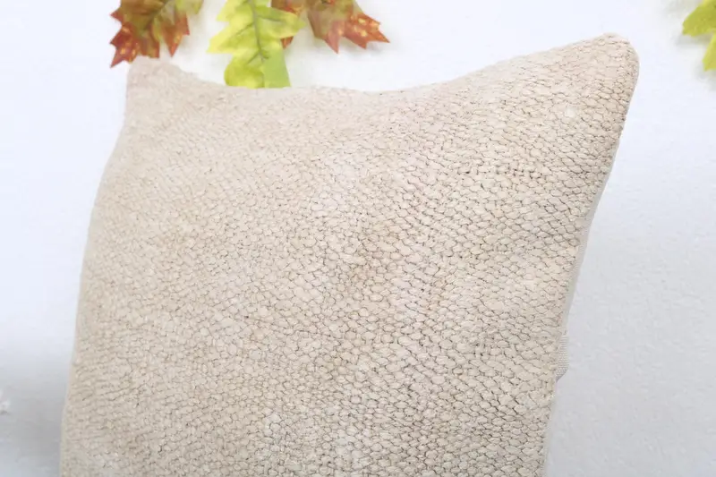 Pillow Cover, Vintage Kilim Pillow, Outdoor Patio Cushion Case, 16x16 Beige Pillow Sham, Kilim Cushion Sham, Handmade Kilim Cushion - 5