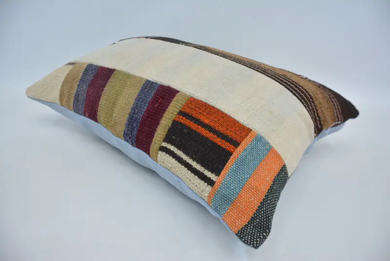 Vintage Kilim Pillow, Cozy Throw Pillow Sham, 16x24 Brown Pillow Case, Cushion Cover, Boho Pillow Sham Cover, Ethnical Kilim Rug Pillow - 6