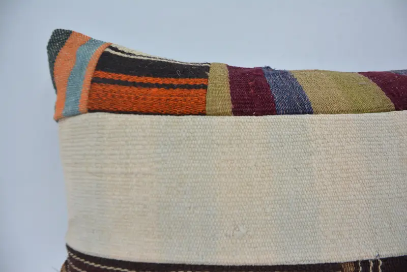 Vintage Kilim Pillow, Cozy Throw Pillow Sham, 16x24 Brown Pillow Case, Cushion Cover, Boho Pillow Sham Cover, Ethnical Kilim Rug Pillow - 2
