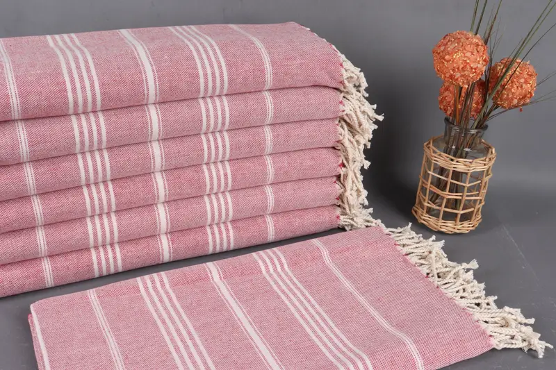Personalized Turkish Towel Fuchsia Striped, Organic Cotton, 40x67 Inches
