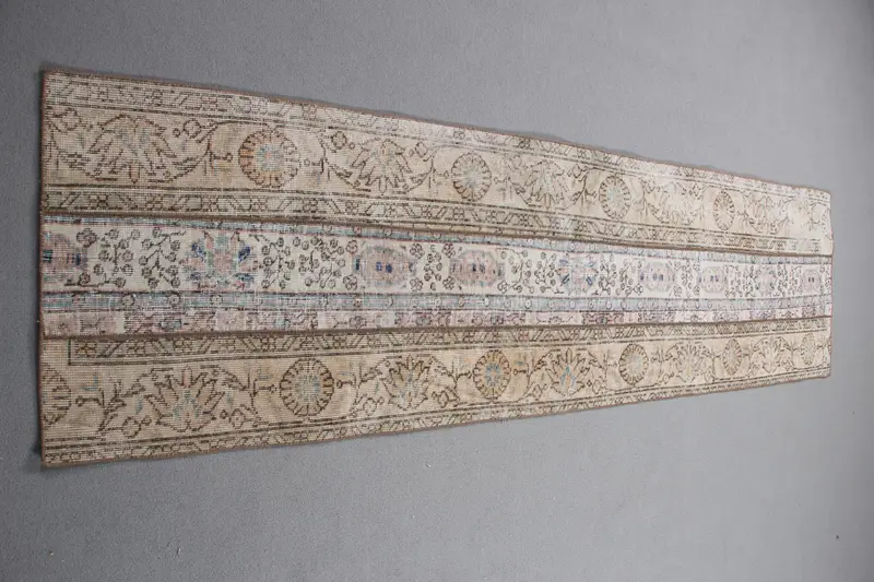 Vintage Teppich, 2,2x8,3 ft Läufer Türkischer Teppich, Oushak Braun Blau Ikat Teppich - 1