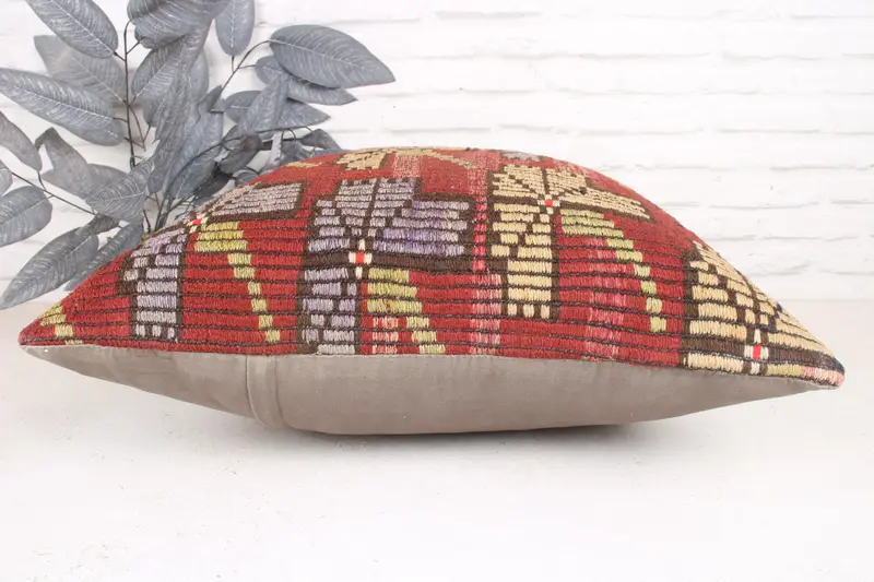 Pillow for Couch, Floor Pillow Case, Pillow Case, Home Decor Pillow, Hippie Throw Cushion, 24x24 Red Pillow, Interior Designer Pillow - 5