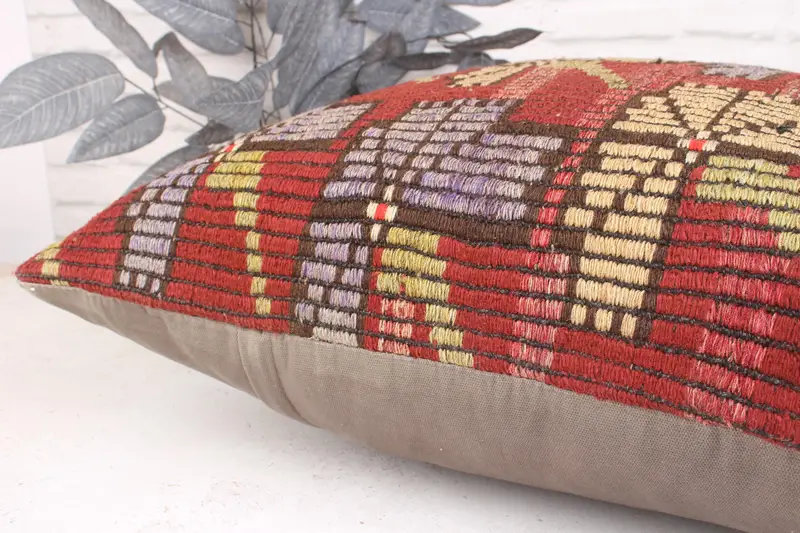 Pillow for Couch, Floor Pillow Case, Pillow Case, Home Decor Pillow, Hippie Throw Cushion, 24x24 Red Pillow, Interior Designer Pillow - 7