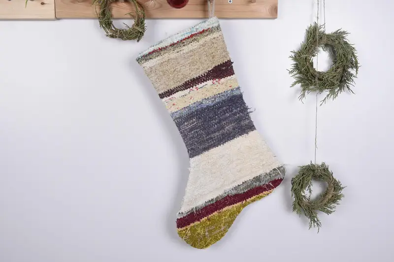 Media festiva Kilim, media navideña con patrón de adorno único