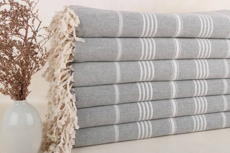 Personalized Turkish Beach Towel Dark Gray Stripes, 40x71 Inches