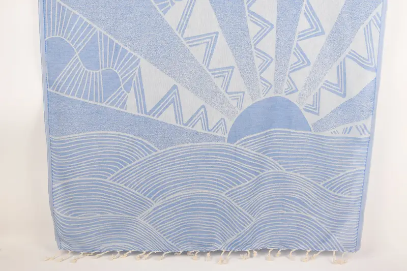 Personalized Turkish Beach Towel Blue 40x67 Inches, Organic Cotton
