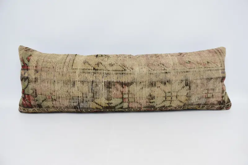 Beige Turkish Pillow Cover, Moroccan Handwoven 16x48 inch Cushion - 1