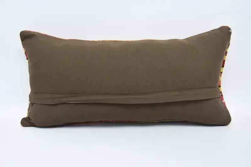 Throw Kilim Pillow, Turkish Bench Cushion Case, Vintage Kilim Throw Pillow, Cushion, 12x24 Red Cushion Cover, Turkish Pillow - 6