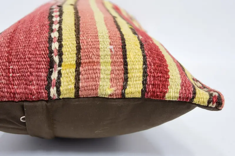 Throw Kilim Pillow, Turkish Bench Cushion Case, Vintage Kilim Throw Pillow, Cushion, 12x24 Red Cushion Cover, Turkish Pillow - 5