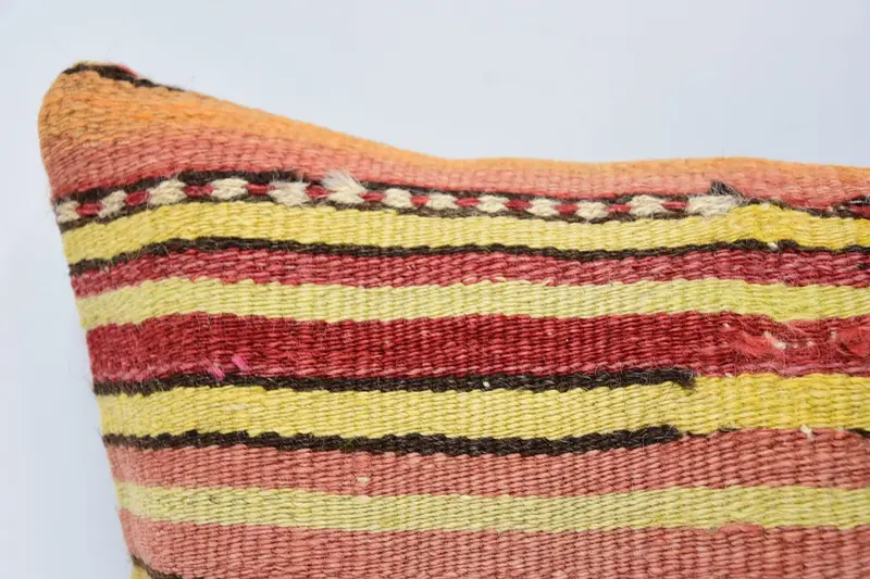 Throw Kilim Pillow, Turkish Bench Cushion Case, Vintage Kilim Throw Pillow, Cushion, 12x24 Red Cushion Cover, Turkish Pillow - 2