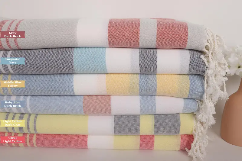 Turkish Towel Beach Towel, Gift For Bride, Sand-resistant towel, Peshtemal Towel, Bachelor Towel, Organic towel, 70x40 Cotton Striped Towel - 3