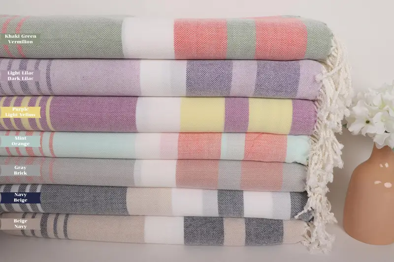 Turkish Towel Beach Towel, Gift For Bride, Sand-resistant towel, Peshtemal Towel, Bachelor Towel, Organic towel, 70x40 Cotton Striped Towel - 2