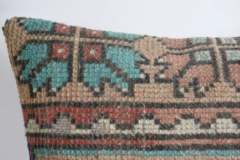 Hippie Throw Pillow Case, Boho Pillow Sham Cover, Cushion Cover, Throw Kilim Pillow, Bed Pillow, Interior Designer Pillow, 14x14 Red Pillow Case - 2