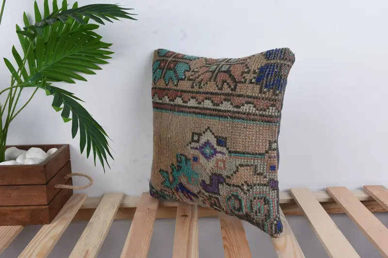 Hippie Throw Pillow Case, Boho Pillow Sham Cover, Cushion Cover, Throw Kilim Pillow, Bed Pillow, Interior Designer Pillow, 14x14 Red Pillow Case - 5