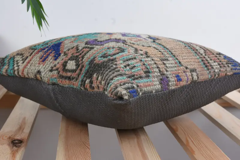 Hippie Throw Pillow Case, Boho Pillow Sham Cover, Cushion Cover, Throw Kilim Pillow, Bed Pillow, Interior Designer Pillow, 14x14 Red Pillow Case - 6