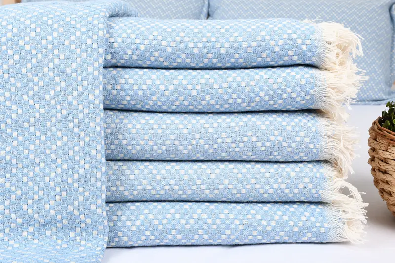 Woven Blanket, Throw Blanket for Bed, 76x68 Cotton Herringbone Towel, Extra Large Tablecloth, Decorative Blanket, Woven Throw Blanket - 2