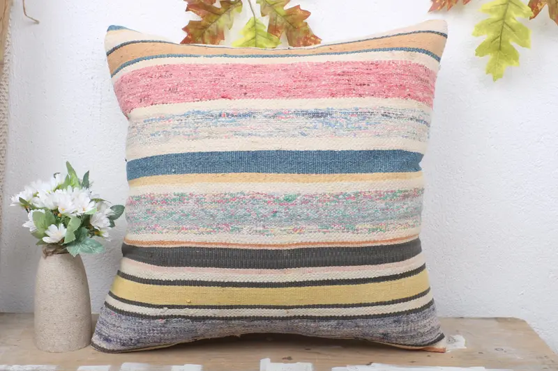 Pillow for Couch, Nomadic Pillow, 18x18 Blue Pillow, Vintage Pillow, Pillow for Sofa, Cushion, Colorful Pillow Case, Patio Cushion, Neutral Cushion - 2