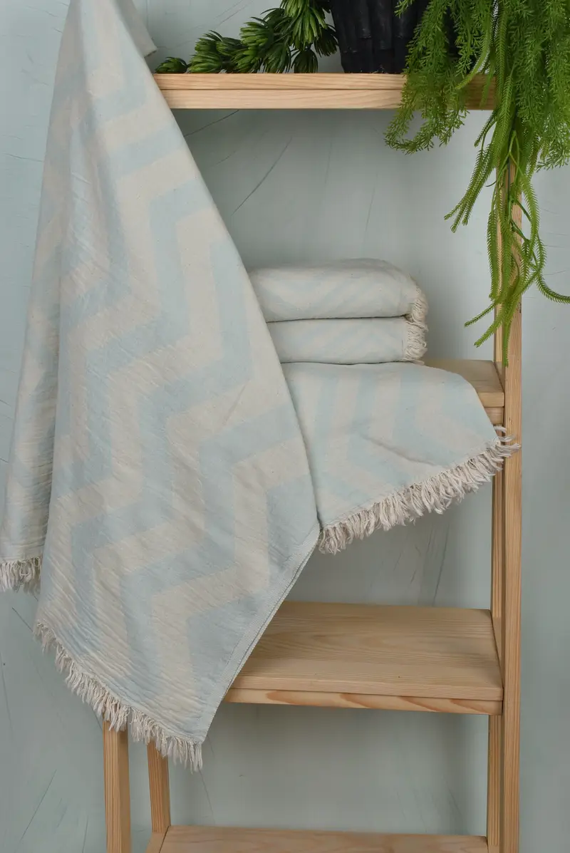 Housewarming Gift, Beach Towel Monogram, Thin towel, Engagement Gift, Handmade Gift, 70x40 Cotton Zigzag Design Towel, Personalized Bridesmaid Gift - 6