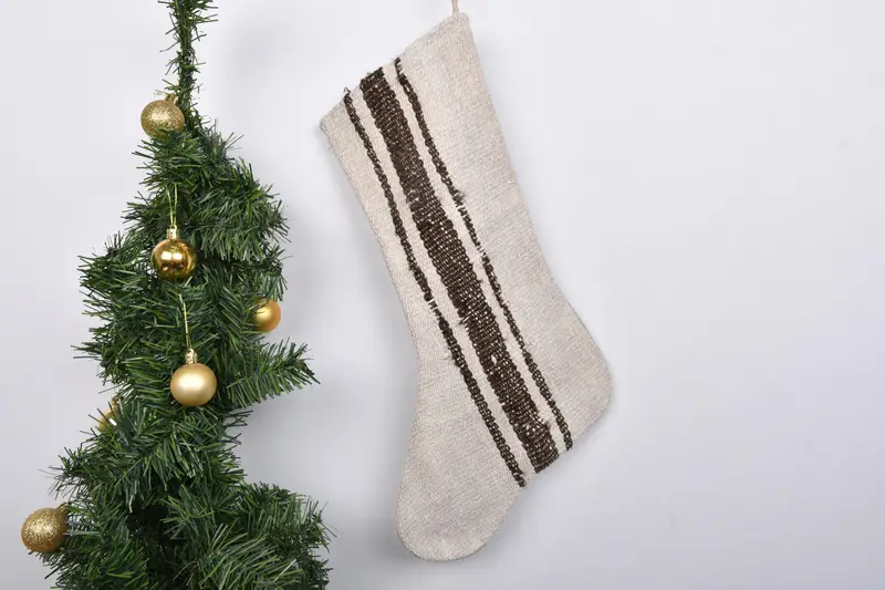 Patrón de adornos navideños, calcetín navideño de 7 pulgadas de ancho