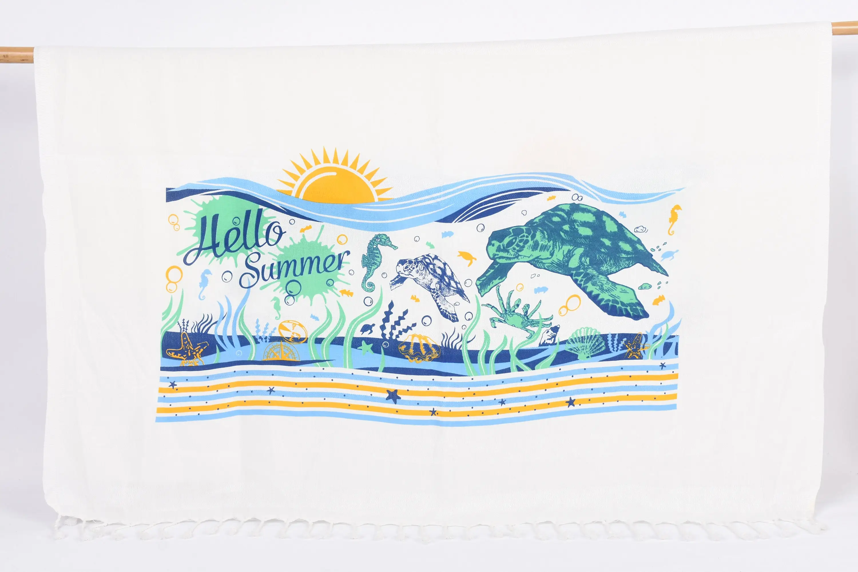 Personalized Turkish Organic Cotton Blue Yellow Towel, 70x40 Inches - 1
