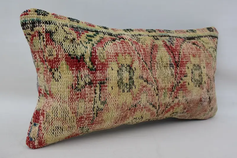 Turkish Pillow, 12x24 Beige Pillow Cover, Vintage Kilim Throw Pillow, Pillow Sham, Office Chair Pillow, Throw Kilim Pillow, Handmade Pillow Sham - 2