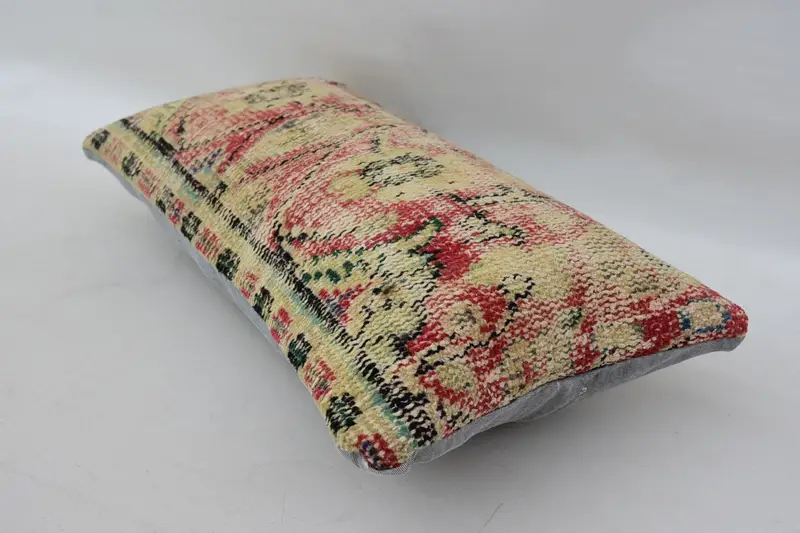 Turkish Pillow, 12x24 Beige Pillow Cover, Vintage Kilim Throw Pillow, Pillow Sham, Office Chair Pillow, Throw Kilim Pillow, Handmade Pillow Sham - 6
