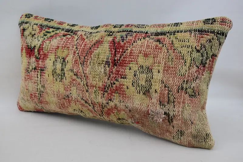 Turkish Pillow, 12x24 Beige Pillow Cover, Vintage Kilim Throw Pillow, Pillow Sham, Office Chair Pillow, Throw Kilim Pillow, Handmade Pillow Sham - 3