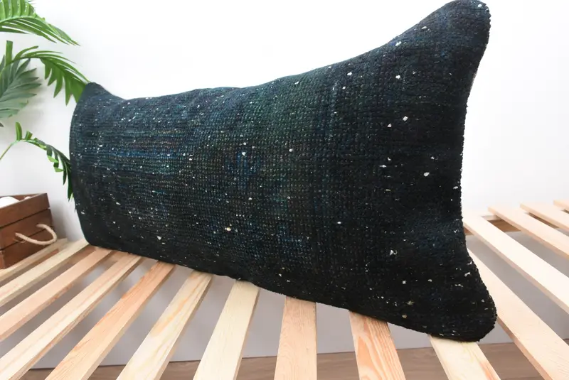 Indoor Pillow, Ethnical Kilim Rug Pillow, Pillow Sham, Interior Designer Pillow, 16x36 Blue Cushion Case, Turkish Kilim Pillow - 5