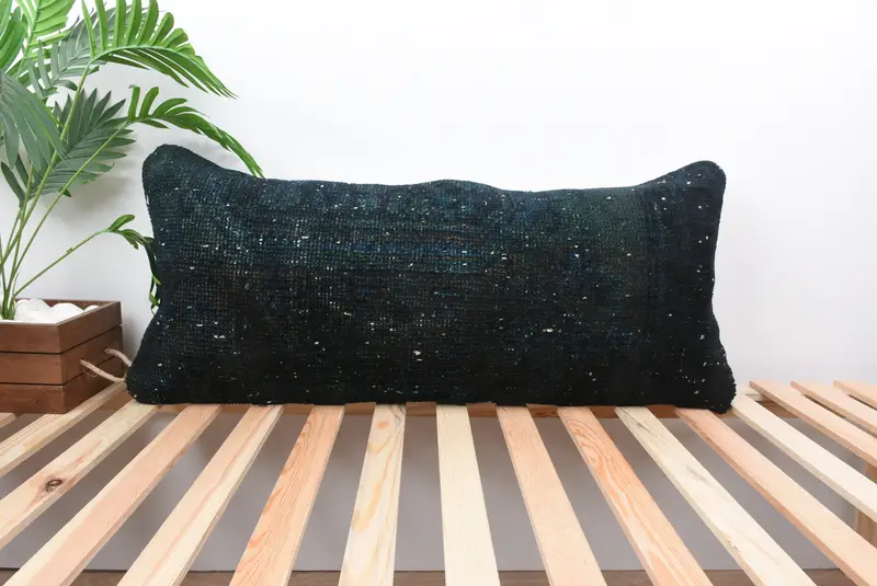 Indoor Pillow, Ethnical Kilim Rug Pillow, Pillow Sham, Interior Designer Pillow, 16x36 Blue Cushion Case, Turkish Kilim Pillow - 1