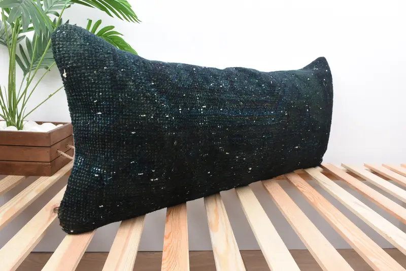Indoor Pillow, Ethnical Kilim Rug Pillow, Pillow Sham, Interior Designer Pillow, 16x36 Blue Cushion Case, Turkish Kilim Pillow - 4