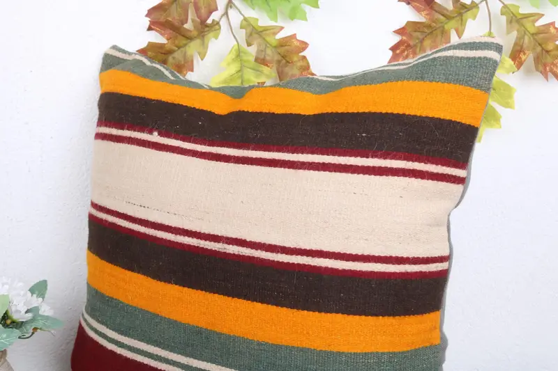 Antique Pillows, 18x18 Orange Pillow, Pillow for Sofa, Cushion Cover, Vintage Pillow, Shabby Chic Pillow, Armchair Pillow Sham - 5