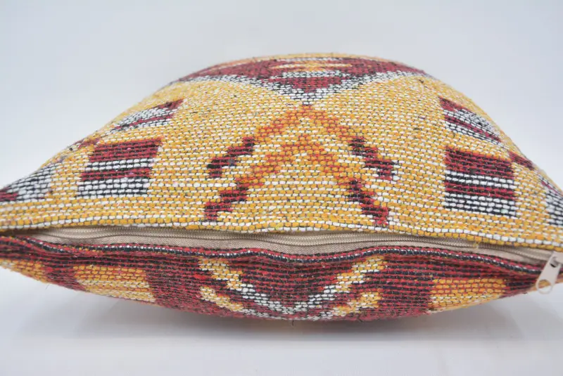 16x16 Yellow Cushion Case, Kilim Pillow, Rustic Pillow Sham, Handmade Kilim Cushion, Boho Pillow Sham Cover, Vintage Throw Cushion, Cushion - 5