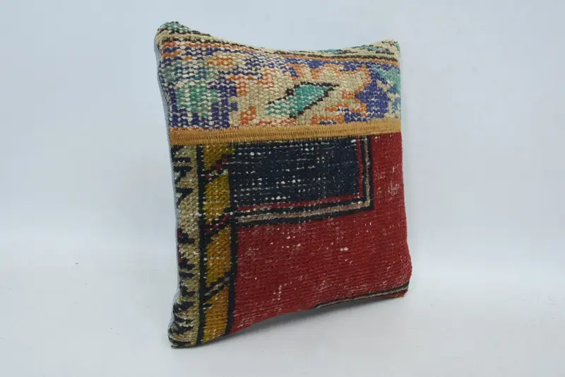 Kilim Pillow, Pillow Case, Gift Pillow, 12x12 Red Cushion Cover, Boho Pillow Sham Cover, Outdoor Throw Pillow, Rustic Cushion Cover - 3