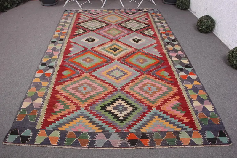 Alfombra de camuflaje verde hecha a mano, decoración única de 5,7x9,3 pies