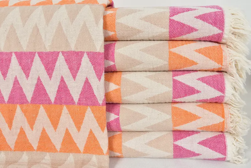 Luxury Turkish beach towel with fringe, Custom Wedding Gift, Valentines Gift, 70x40 Cotton Zigzag Design Towel, Bachelorette Party Gifts, Soft towel - 1