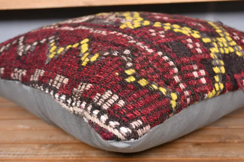 Pillow Case, Ethnical Kilim Rug Pillow, Boho Pillow, Kilim Rug Pillow Cover, 20x20 Red Cushion Cover, Christmas Pillow Case, Vintage Kilim Pillow - 3