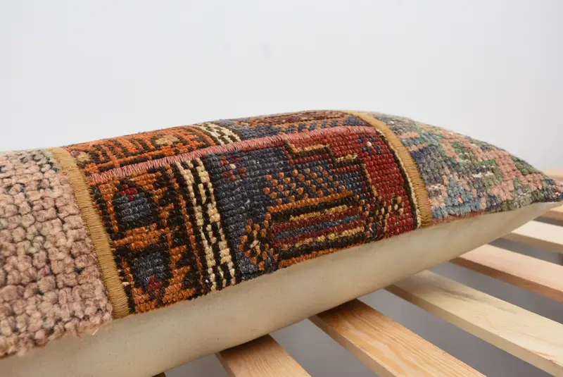 Interior Designer Pillow, 12x43 Orange Pillow Sham, Gift Pillow, Art Deco Pillow, Cushion, Vintage Kilim Throw Pillow - 7