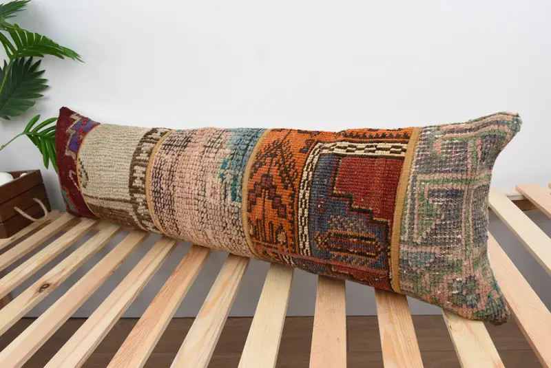 Interior Designer Pillow, 12x43 Orange Pillow Sham, Gift Pillow, Art Deco Pillow, Cushion, Vintage Kilim Throw Pillow - 4