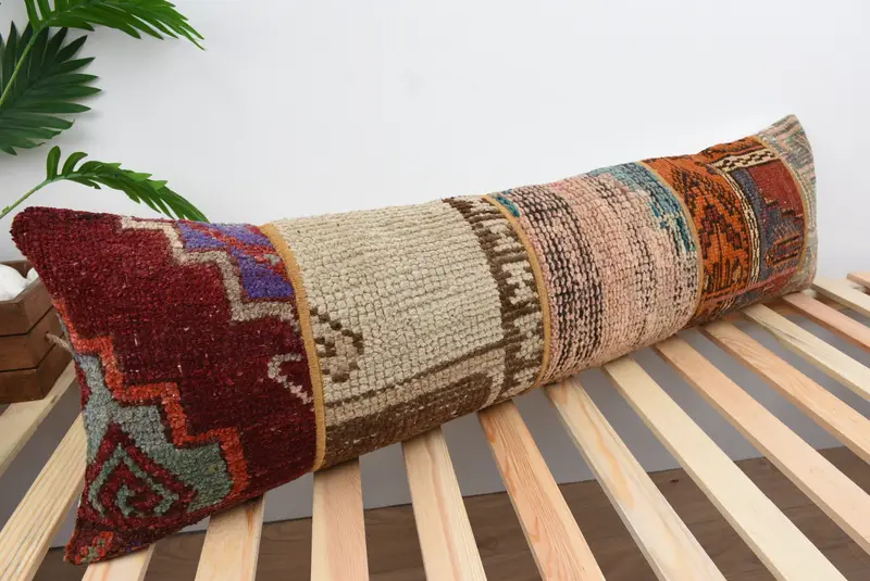 Interior Designer Pillow, 12x43 Orange Pillow Sham, Gift Pillow, Art Deco Pillow, Cushion, Vintage Kilim Throw Pillow - 5