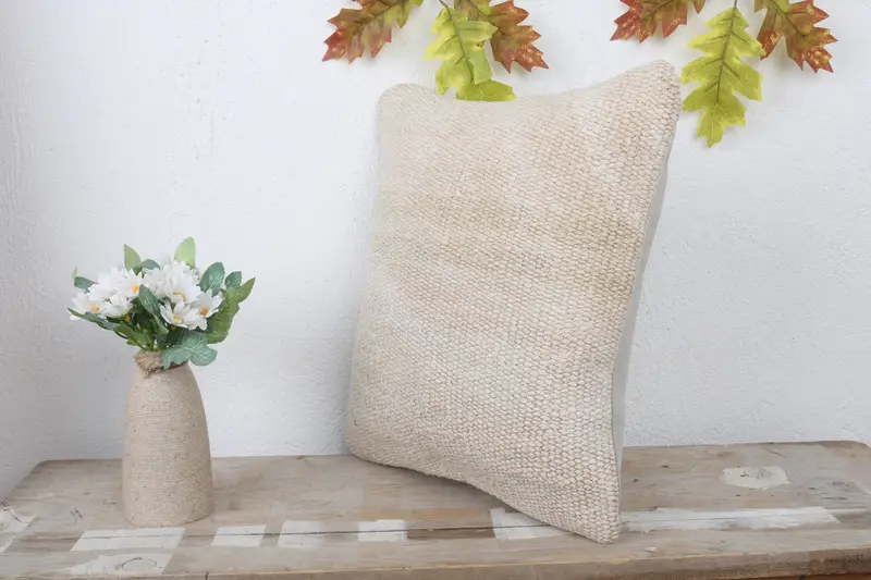 14x14 White Cushion Case, Cushion Cover, Ethnical Kilim Rug Pillow, Vintage Kilim Throw Pillow, Nomadic Pillow Cover, Vintage Kilim Pillow - 4