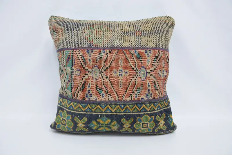 Throw Wool Red Cushion Case, Moroccan Square 24x24 inch Pillow Case - 1