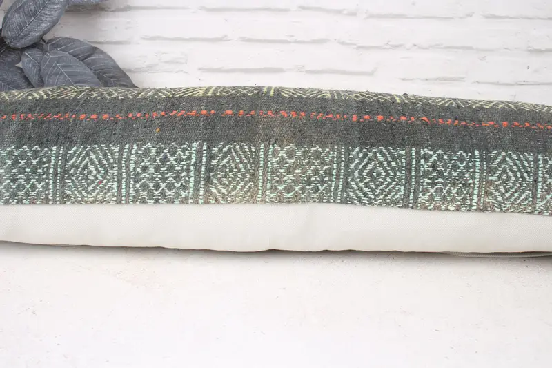 Kilim Pillow Cover, Cushion, 12x36 Green Cushion Cover, Interior Designer Pillow, Office Chair Cushion Case, Traditional Pillow, Home Decor Pillow - 5