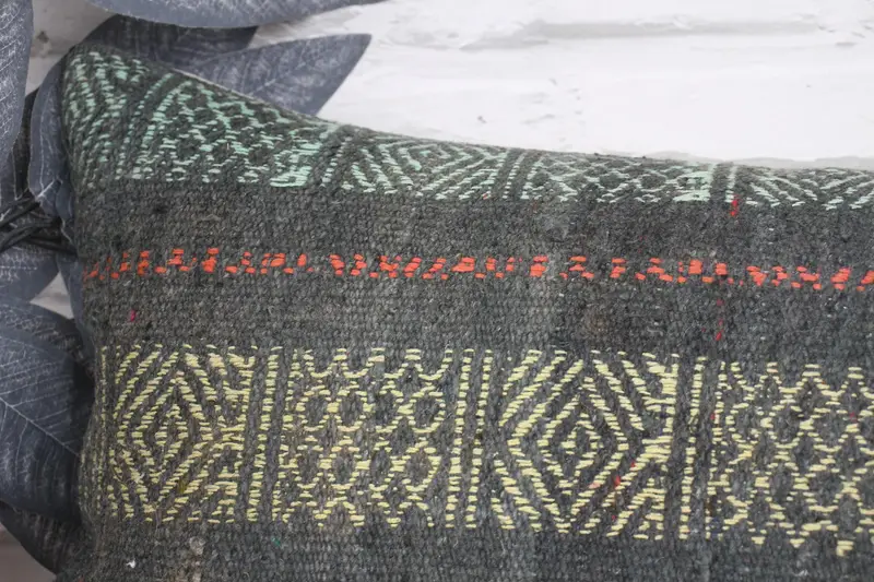 Kilim Pillow Cover, Cushion, 12x36 Green Cushion Cover, Interior Designer Pillow, Office Chair Cushion Case, Traditional Pillow, Home Decor Pillow - 2