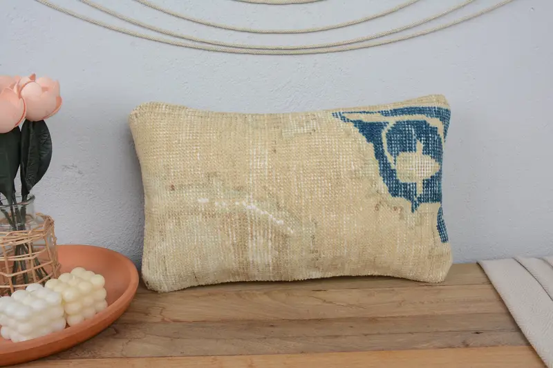 Shabby Chic Pillow Case, Patio Pillow Sham, Pillow Case, 12x20 Yellow Cushion Cover, Vintage Pillow, Pillow for Sofa, Turkish Kilim Pillow - 2