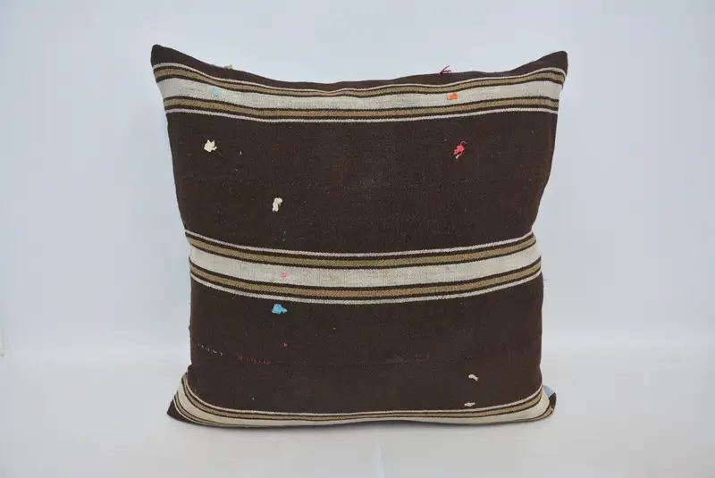 Braun und Beige gestreiftes Wurfkissen, vielseitiges 32x32 Dekokissen