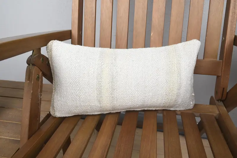 Anatolian Pillow, Armchair Cushion Case, Pillow Case, 8x16 Beige Cushion, Pillow for Sofa, Vintage Kilim Throw Pillow, Kilim Pillow Cover - 1