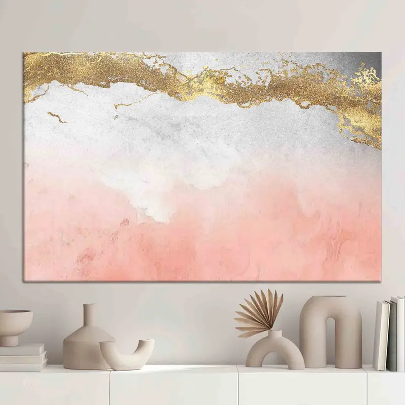 エレガントなピンクの大理石プリントキャンバス - 豪華で現代的な装飾